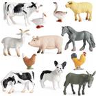Kit 10 Animais de Fazenda Fazendinha de Brinquedo Safari Zoo Borracha