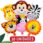 Kit 10 Balão Safari Animais Metalizado 40cm Decoração Festa Aniversário Bichinhos LeãoTigreZebra - Coisas Já