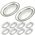 Kit 10 Bandeja Travessa Oval Rasa Inox Servir Porções 25 cm