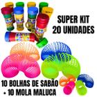 Kit 10 Bolha De Sabão 10 Mola Maluca Lembrancinha Festa Aniversário Infantil Prenda Brinquedo Criança Atacado