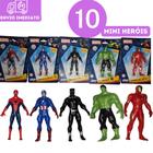 Kit 10 Bonecos Colecionáveis Marvel Avengers Vingadores Homem De Ferro Capitão América Homem Aranha Hulk e Pantera Negra
