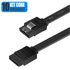 Kit 10 Cabo de Dados Sata 3 6gb/s Com Trava 40cm Conector Reto HD SSD Preto