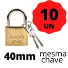 Kit 10 Cadeado Pado 40mm Mesmo Segredos Iguais Mesma Chave