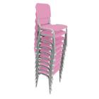 Kit 10 Cadeiras Infantil Polipropileno LG flex Reforçada Empilhável WP Kids Rosa