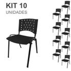Kit 10 Cadeiras Plásticas 04 pés COR PRETO