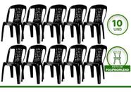 Kit 10 Cadeiras Plásticas Bistrô Preta