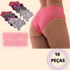 Kit 10 Calçola Cós Alto Modeladora Calcinha Reforçada Cintura Alta Revenda Estampada