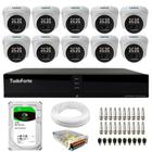 Kit 10 Câmeras de Segurança Tudo Forte Dome Interna Full HD 1080p Visão Noturna de 20m 2.8mm + DVR Tudo Forte TFHDX 3316 16 Canais + HD 2TB Barracuda