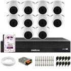 Kit 10 Câmeras Dome VHL 1220 D G2 HDCVI 2mp Full HD 1080p + Dvr Intelbras MHDX 3116-C 16 Canais + HD 2TB Purple