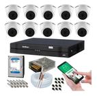 Kit 10 Câmeras Intelbras Dome 1120d Dvr 16 Canais Com Hd 2tb