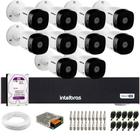 Kit 10 Câmeras Intelbras VHD 1230 B Full HD 1080p Bullet Visão Noturna de 30m Proteção IP67 + Dvr Intelbras MHDX 1016-C 16 Canais + HD 1TB Purple