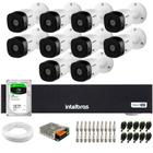 Kit 10 Câmeras Intelbras VHL 1120 B HDCVI Lite HD 720p Lente 3.6mm Visão Noturna 20m IP66 + Dvr Intelbras MHDX 1016-C 16 Canais + HD 1TB BarraCuda