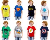 Kit 10 Camiseta Infantil Manga Curta Personagens