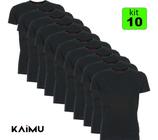Kit 10 Camiseta Preto Lisa Básica Camisa Malha 100% Algodão