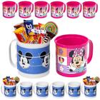 Kit 10 Canecas Minnie e Mickey 360ml Copo Festa Infantil Lembrança Sacolinha Surpresa - Plasutil