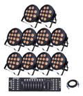 Kit 10 Canhao 12 Leds 18w Rgbwa Strobo + Mesa Dmx C/cabos 5m - SANY