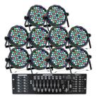 Kit 10 Canhao Refletor Led Rgbw 54 Leds 3w Mesa Dmx 16 Ch