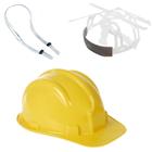 Kit 10 capacete plt plastcor em polietileno selo inmetro amarelo + 10 jugular para capacete plastcor pvc c.a. 31469