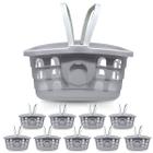 Kit 10 Cestinhas de Compras Cinza com Alça Cesta Mercado