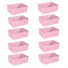 Kit 10 Cestos Multiuso Organizador Decorativo Premium Rosa