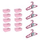 Kit 10 Cestos Org Premium 20 Cabides Infantil Rosa - 123 Organizei