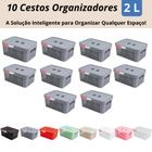 Kit 10 Cestos Organizadores c/Tampa Rattan 2 litros Multiuso Ideal para armário e gavetas LP HOUSE