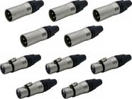 Kit 10 Conector Xlr Canon Femea E Macho Tipo Neutrik Preto - CSR