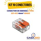 Kit 10 conectores de emenda 2 fios 221-412 4mm² WAGO