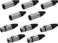 Kit 10 Conectores Xlr Macho/femea Linha Pesada Tipo Xlr Pro