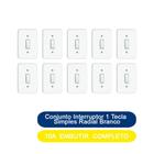 Kit 10 Conjunto Interruptor 1 Tecla Simples 10A Embutir Radial Branco Completo