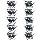 Kit 10 Conjuntos de Mesa com 4 Cadeiras de Madeira Dobravel 70x70 Preto