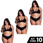 Kit 10 Conjuntos Sutiã e Calcinha Cotton Amamentação Plus Size Tamanho Grande