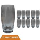 Kit 10 Copo Florida de Vidro Cinza Mesa Posta Chique 370ml