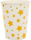 Kit 10 Copos 270Ml Em Papel Branco Com Estrelas Douradas