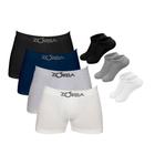 Kit 10 Cuecas Boxer Algodão Sem Costura Zorba + 9 Pares de Meias