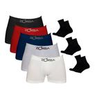 Kit 10 Cuecas Boxer Algodão Zorba + 6 Pares de Meias - Cor Sortido