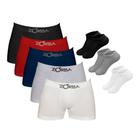 Kit 10 Cuecas Boxer Algodão Zorba + 9 Pares de Meias - Cor Sortido