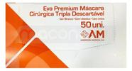 Kit 10 Cx Mascara Cirúrgica Não Estéril Tripla Com Clip Nasal Elástico Cx 50 EVA PREMIUM