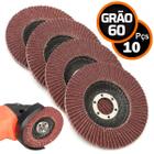 Kit 10 Disco Lixa Flap Esmerilhadeira para Desbaste e Acabamento