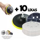 Kit 10 Discos de Lixa Branco Fecho Aderente E Base Suporte Boina Disco de Lixa 125mm - Starfer