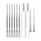 Kit 10 espetos de inox 50cm chato duplo e coracao churrasco