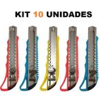 Kit 10 Estiletes De Metal Lâmina 18mm Com Trava - FERRAGENS