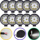 Kit 10 Farolete Milha Redondo 27w 9 Leds Jeep Troller Univ