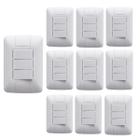 Kit 10 Interruptor Triplo Simples 6A Branco Aria Tramontina