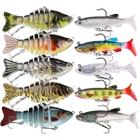 Kit 10 Iscas Artificiais 6 seguimentos + isca soft shad luxo