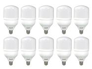 Kit 10 Lâmpada Led 30w Bulbo Soquete E27 Bivolt Branco Frio