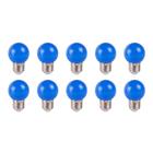 Kit 10 lâmpadas bolinha colorida azul 1w 220v ctb 220v