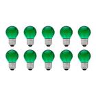 Kit 10 lâmpadas bolinha colorida verde 15w brasfort