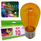 Kit 10 Lâmpadas Filamento Led AMARELO Decorativa Retrô Uso Interior e Exterior 61461AM