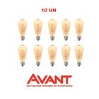 Kit 10 Lâmpadas Filamento Led Avant Retrô Âmbar Pera ST64 4W E27